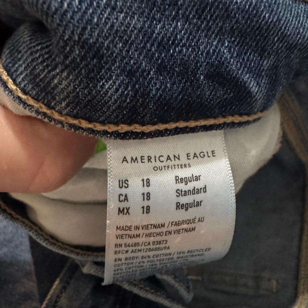 American Eagle Outfitters Low Rise Baggy Straight Jeans Size 18 Reg - Picture 6 of 8